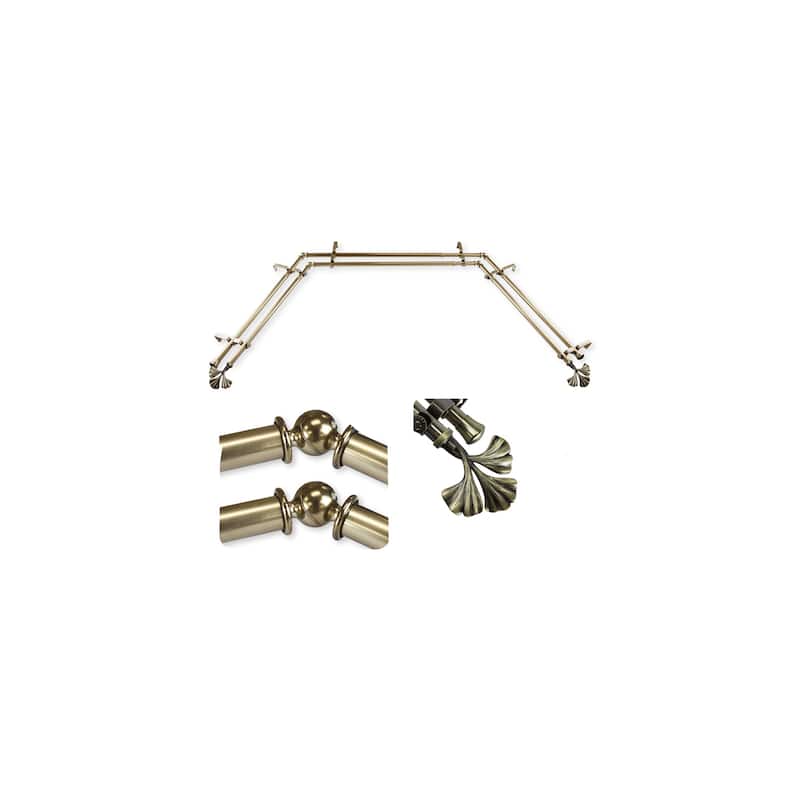 Adjustable Curtain Rods & Hardware Set - Antique Brass, Telescoping Rods 20-36 Inch, 38-72 Inch Center - M