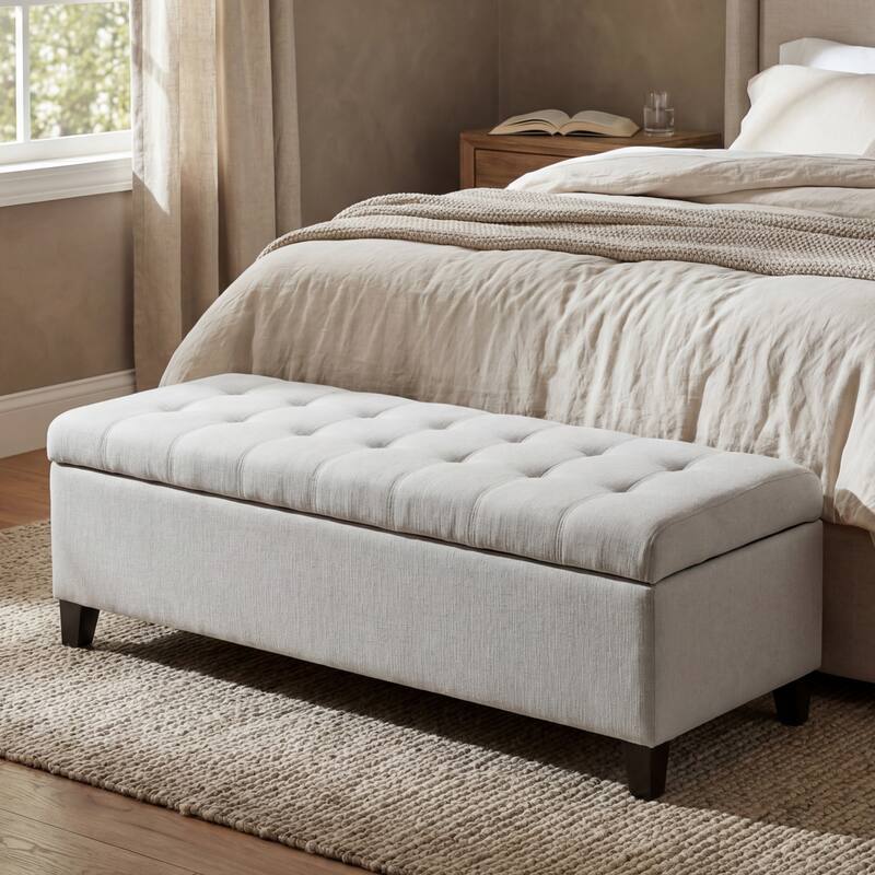 Upholstered Storage Ottoman Bench for Bedroom, Entryway & Foot Rest