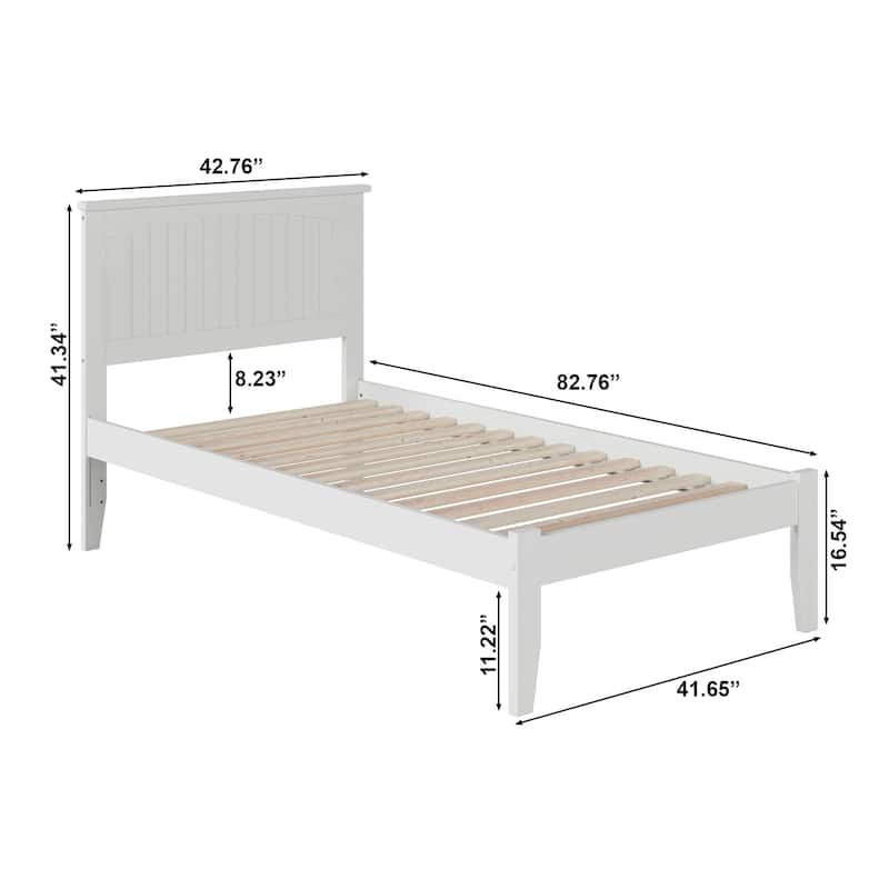 AFI Nantucket Twin XL Platform Bed with Charging Station in White