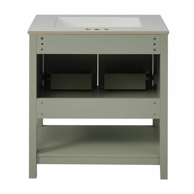 30-Inch Bathroom Vanity with Ceramic Sink and Versatile Storage