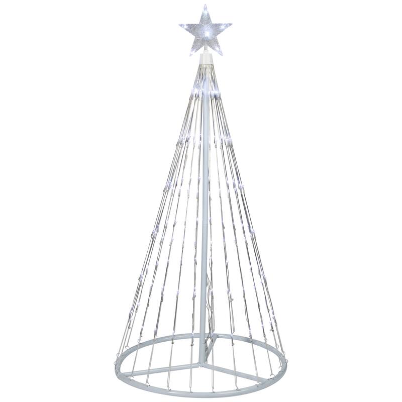 4' Pre-Lit White LED Show Cone Christmas Tree Yard Decor