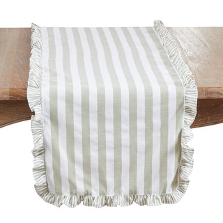 Striped Ruffle Edge Table Runner - Decorative Non-Reversible Cotton ...
