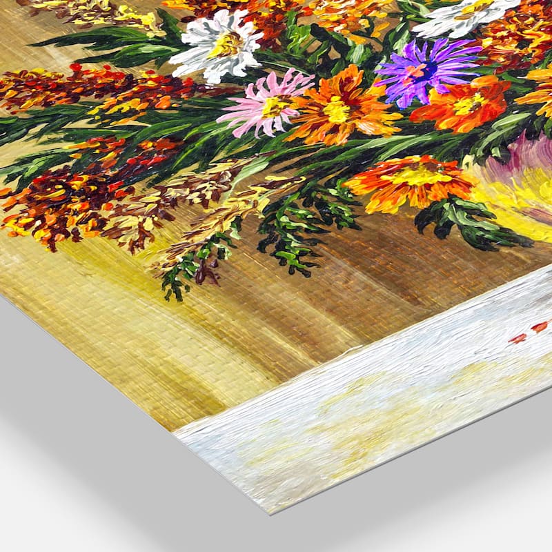 Designart 'Wild Flowers in a Pot' Floral Metal Wall Art
