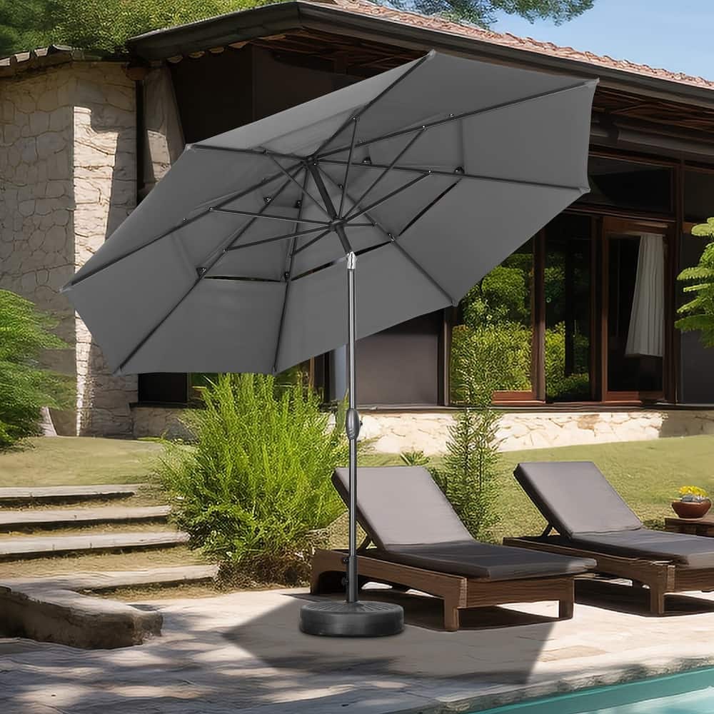 Autlaycil 10FT 3-tier Tilting Patio Umbrella With Base