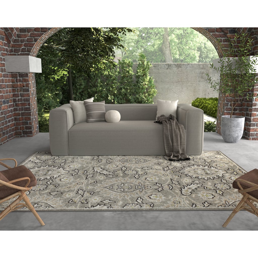 Domani Lesedi Grey Traditional Chic Area Rug