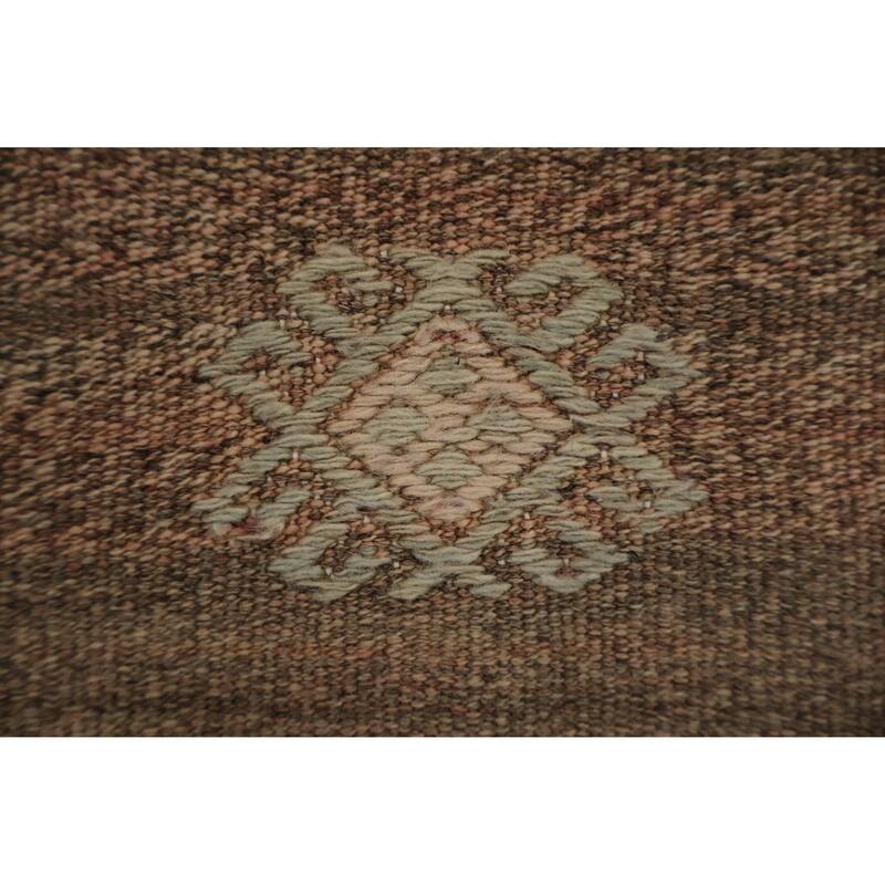 Hand Woven Oriental 100% Wool Carpet Southwestern Tribal Brown Kilim Area Rug - 10' 7'' X 5' 8''