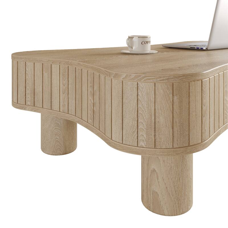 Lift Top Coffee Table 42" - Fluted Panel Hidden Storage, Silent Hydraulic Lift, Curved Safety Corners,5 Min Assembly
