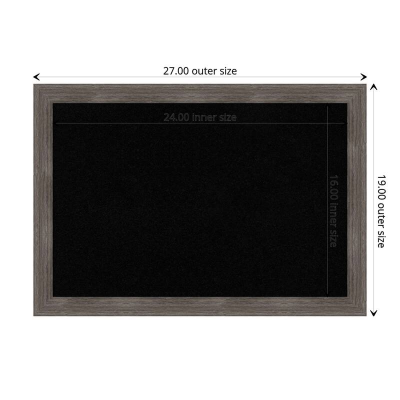 Pinstripe Lead Grey Wood Framed Black Corkboard Bulletin Board - Board Size 24x16