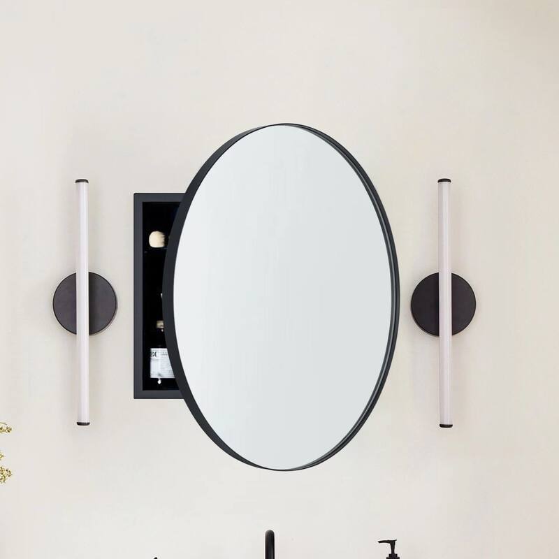 TEHOME Myriel Surface Mount Framed Round Medicine Cabinet with Mirror