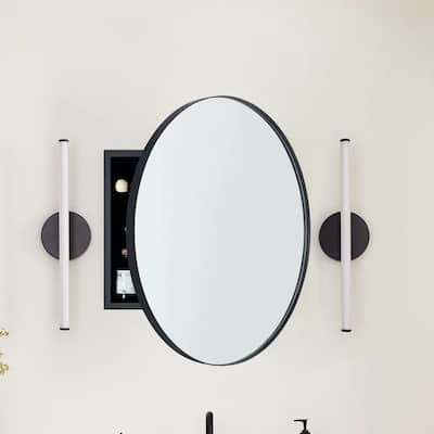 TEHOME Myriel Surface Mount Framed Round Medicine Cabinet with Mirror