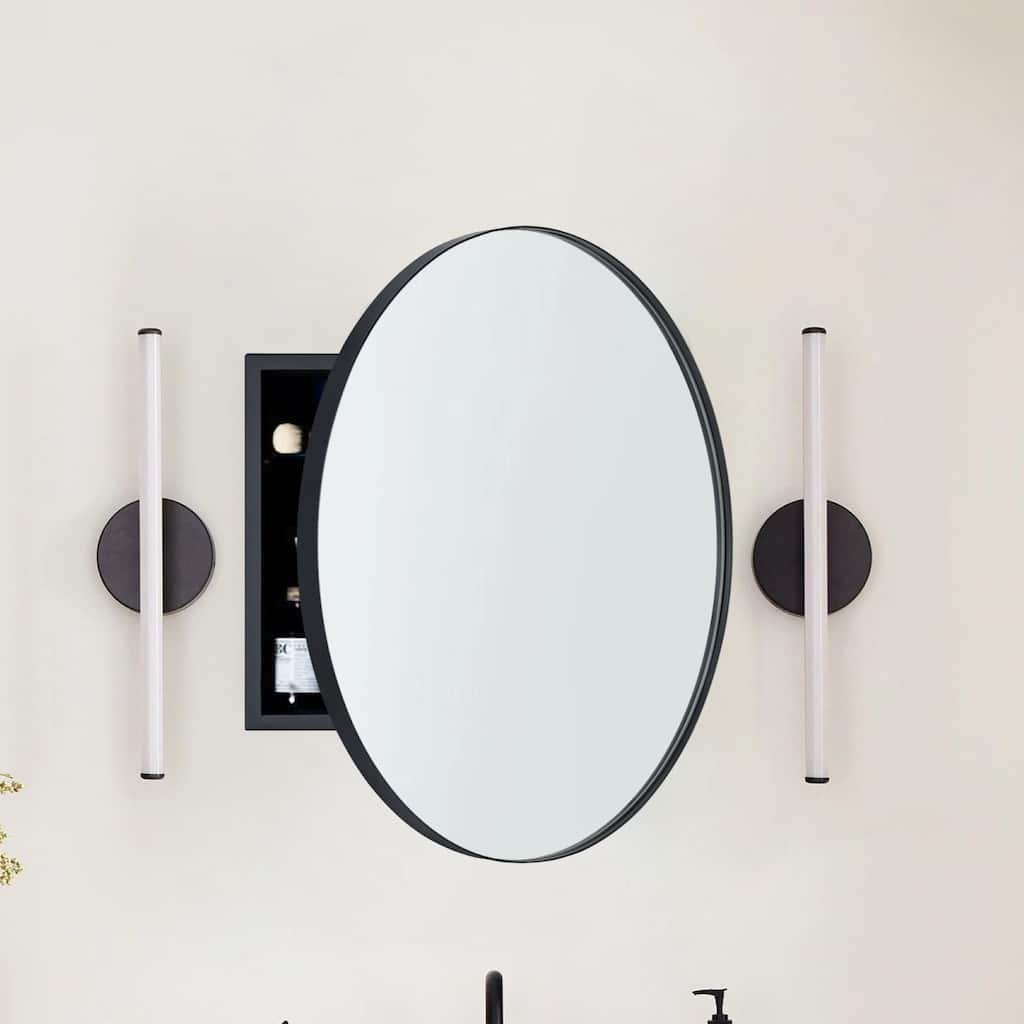 TEHOME Myriel Surface Mount Framed Round Medicine Cabinet with Mirror