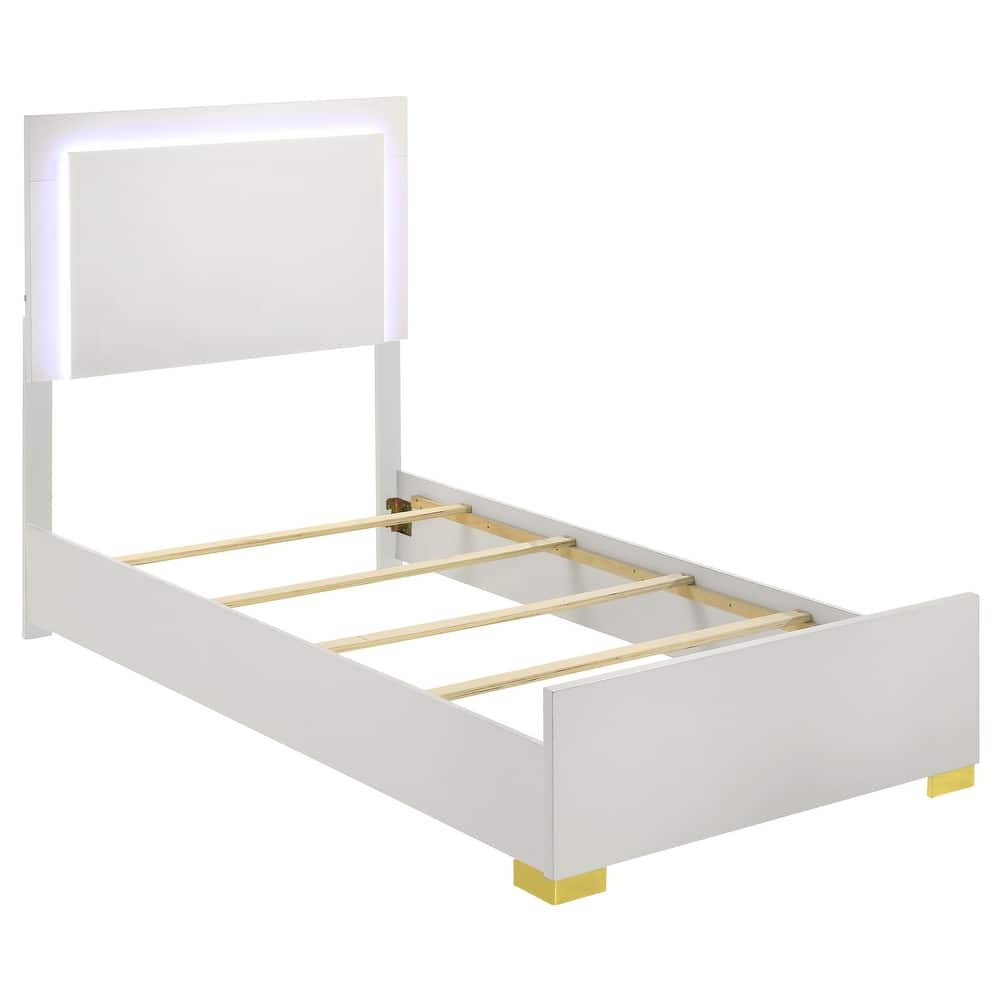 Marceline Contemporary Wood LED Panel Bed