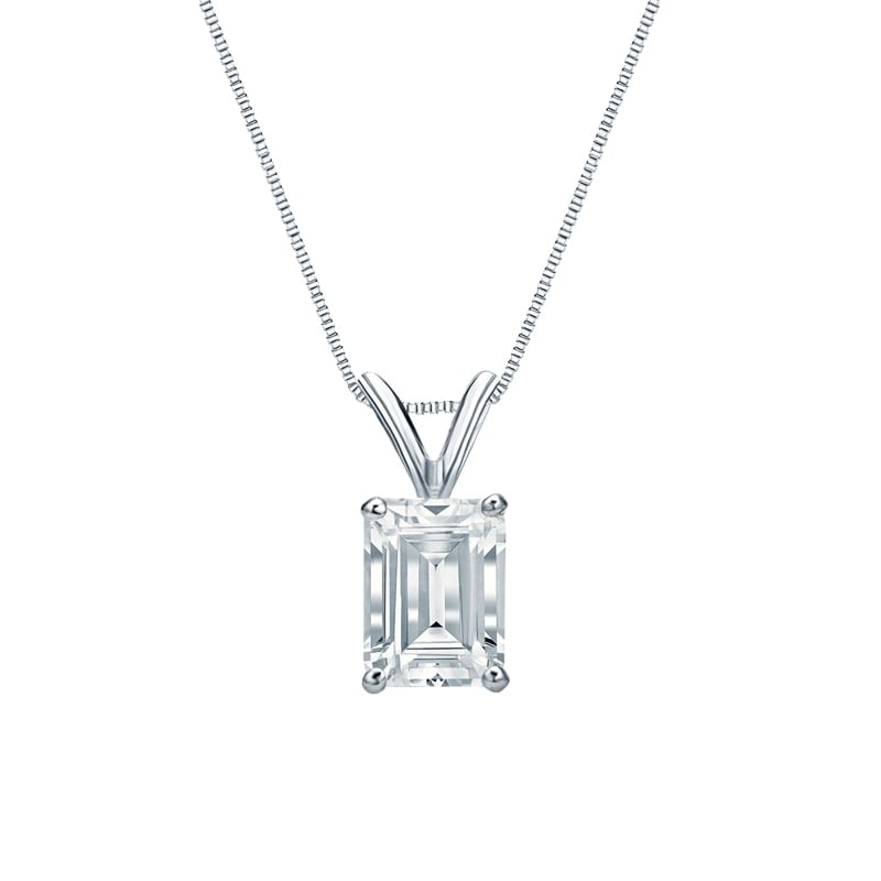 Auriya Platinum 5.00ctw Emerald Solitaire Lab Grown Diamond Necklace 4-Prong Basket (D-E VVS) - 5