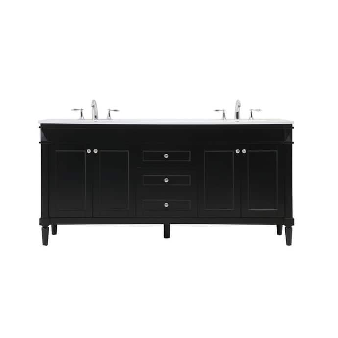 Elegant Lighting VF31872D Bennett 72" Free Standing Double Basin - Black