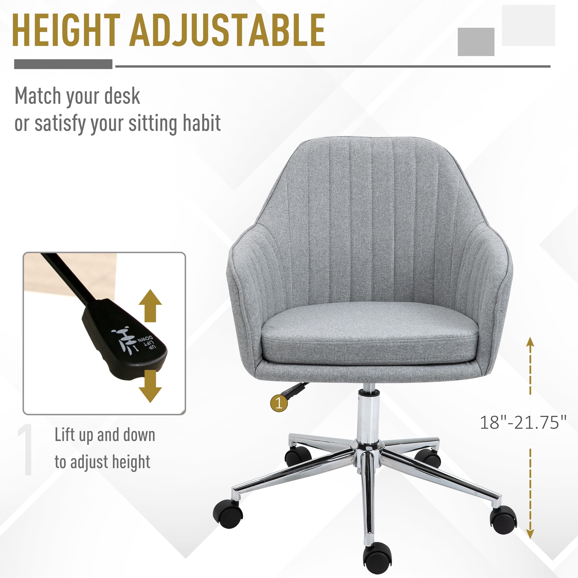  DUMOS Small Office Chair-Armless Desk Chair with