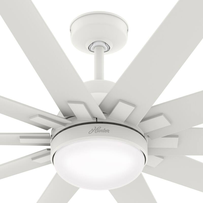 Hunter 60" Overton Damp Rated Ceiling Fan with LED Light Kit and Wall Control - Windmill, Transitional, Modern - ENERGY STAR