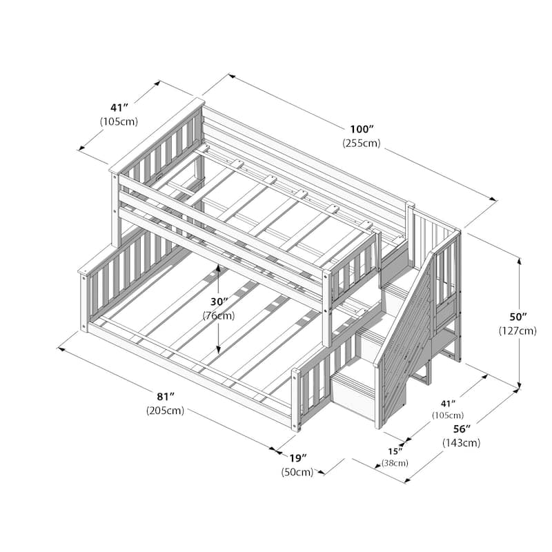 Max and Lily Twin over Full Low Bunk with Staircase
