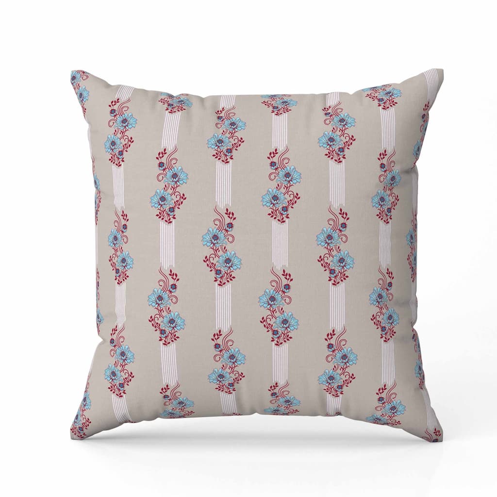 Floral Luminosity Faux Suede Reversible Throw Pillow Blue and Red