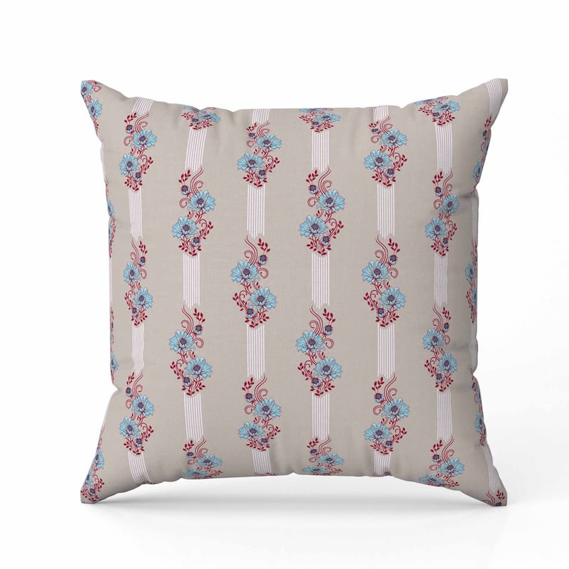 Floral Luminosity Indoor/Outdoor Reversible Throw Pillow Blue and Red