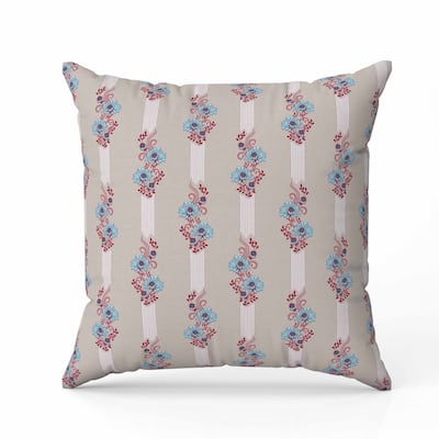 Floral Luminosity Indoor/Outdoor Reversible Throw Pillow Blue and Red