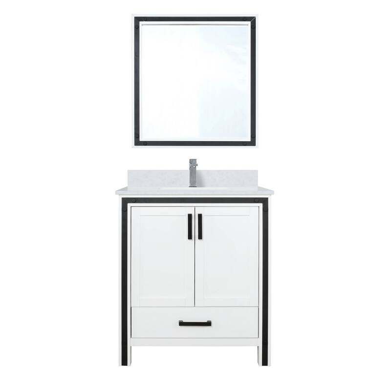 Ziva 30 in W x 22 in D White Bath Vanity, White Quartz Top, Faucet Set and 28 in Mirror
