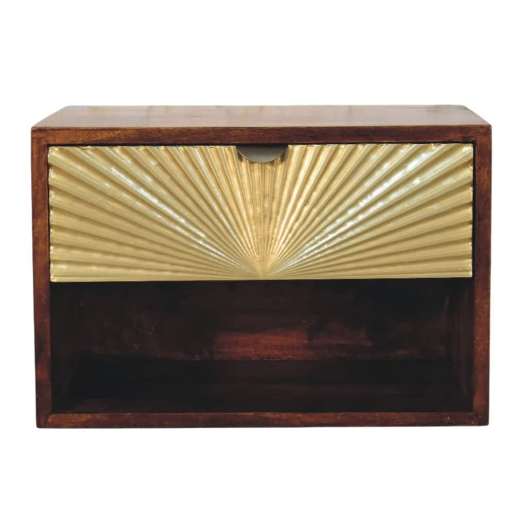 Artisan Furniture Solid Wood Sunburst Wall-Mounted Bedside