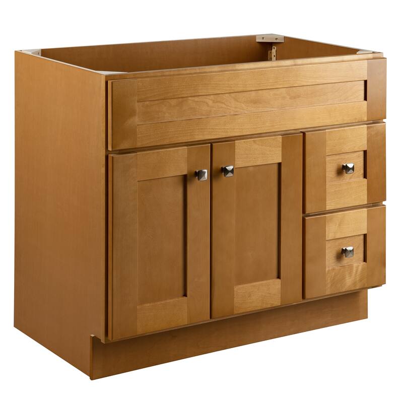 Design House Brookings 36x21 Unassembled Modern 2-Door 2-Drawer Shaker Bathroom Vanity Cabinet Only, Modern Birch