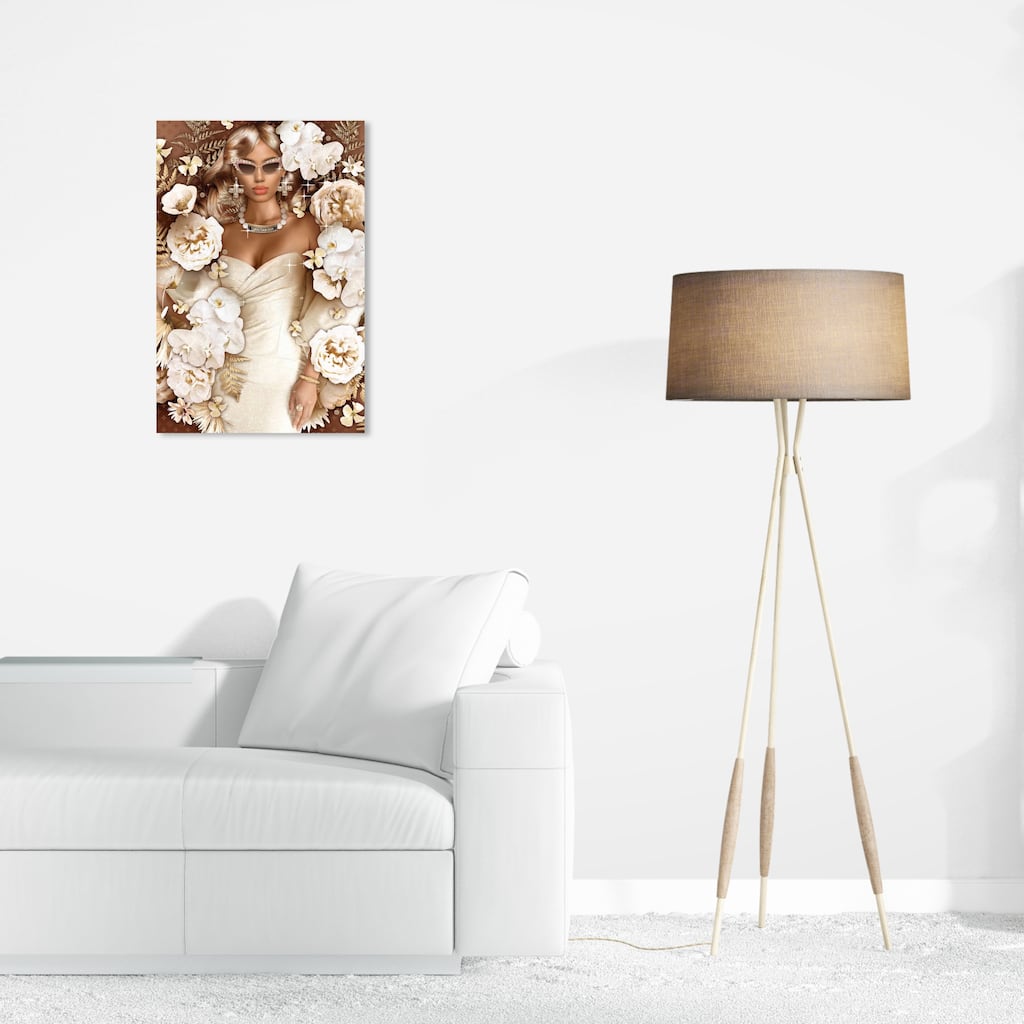 Wynwood Studio Canvas Fashion and Glam Fabulous Lady White and Cream White Glam Wall Art Canvas Print