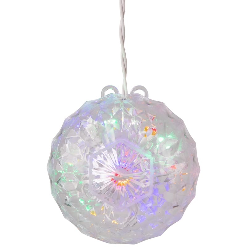 6" LED Multi-Color Hanging Crystal Sphere Outdoor Christmas Decoration