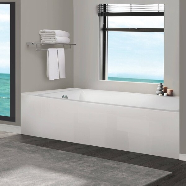 Fine Fixtures Acrylic Fiberglass Soaking Bathtub White. Alcove