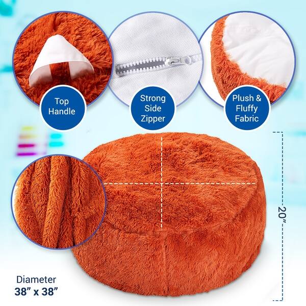 dimension image slide 1 of 5, Cheer Collection Shaggy Bean Bag and Stuffed Animal Storage Case