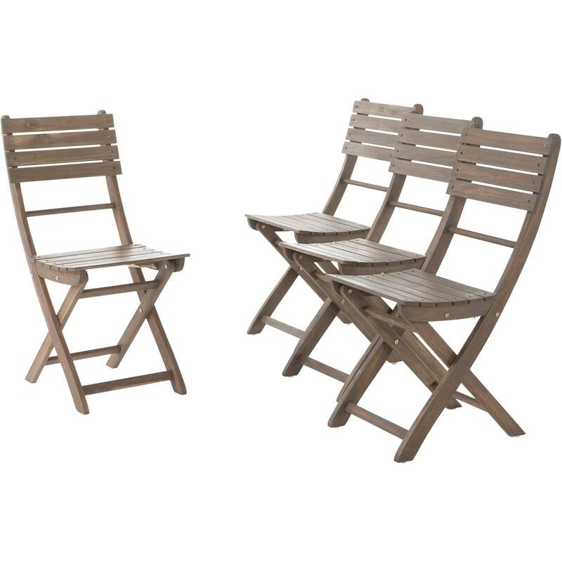 Roomfitters Outdoor Acacia Wood Folding Dining Chairs Set of 2/4 with Slatted Seat and Backrest for Patio or Garden