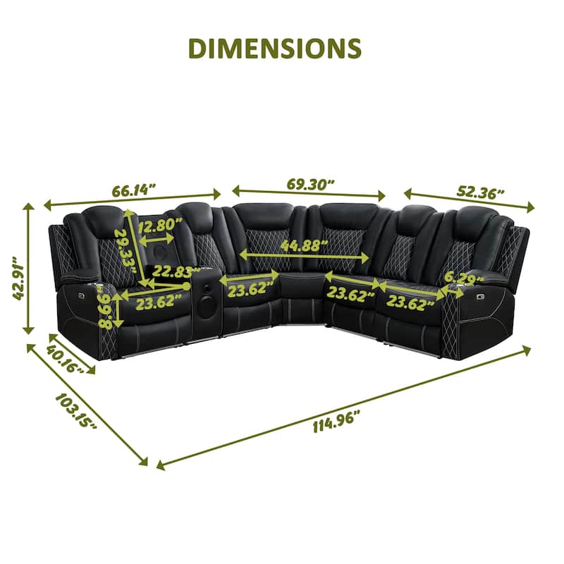 Luxury Reclining 5 & 6 Seater Corner Sofa w/ LED, USB, Wireless Charging, Bluetooth & Storage