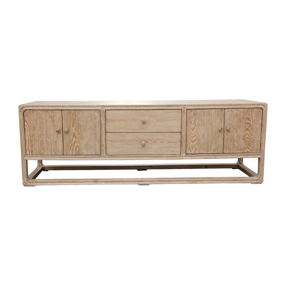 Lilys Living Peking Ming Media Console w/Drawers, 71 Inch Tall, White Wash Finish (Wood)