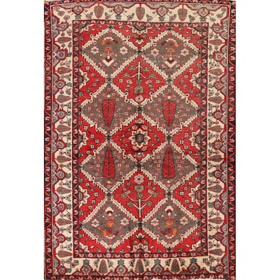 Red Bakhtiari Persian Area Rug Hand-Knotted Wool Carpet - 4'11" x 7'1"