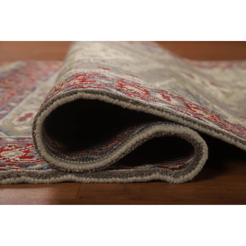 Hand Knotted Oriental 100% Wool Carpet Traditional Geometric Greys & Charcoal Heriz (serapi) Area Rug - 6' 0'' X 3' 11''