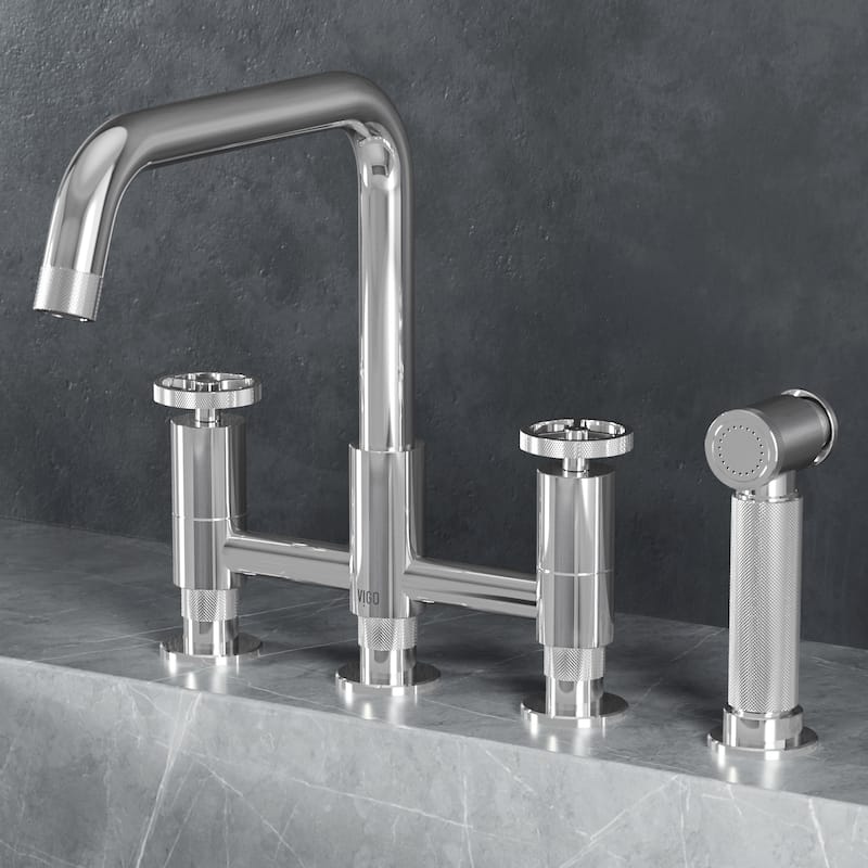 Vigo VG02051 Cass 1.8 GPM 12" H Double Handle Widespread Bridge - Chrome