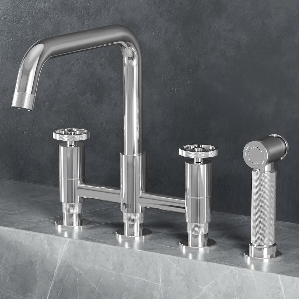 Vigo VG02051 Cass 1.8 GPM 12" H Double Handle Widespread Bridge