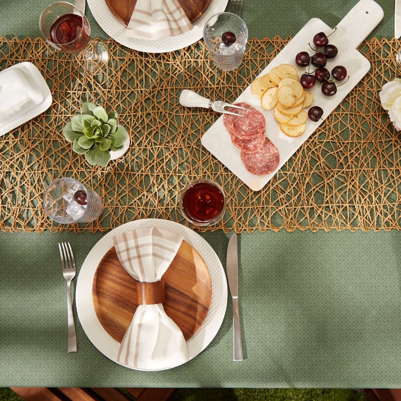 DII Stone Tonal Lattice Print Outdoor Tablecloth With Zipper 60 Round