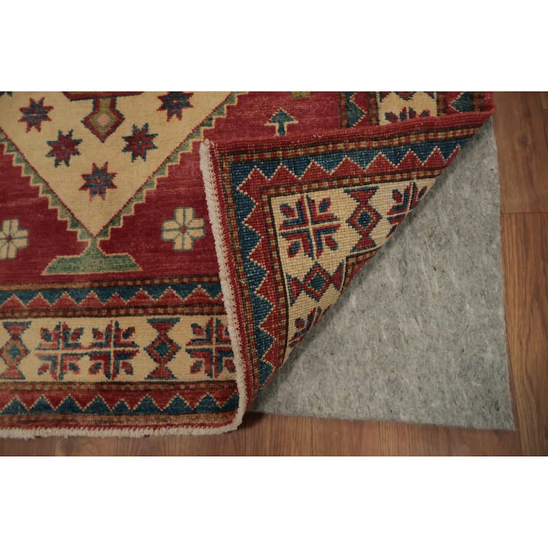 Hand Knotted Oriental 100% Wool Carpet Traditional Geometric Beige & Ivories Kazak Area Rug - 5' 4'' X 3' 7''
