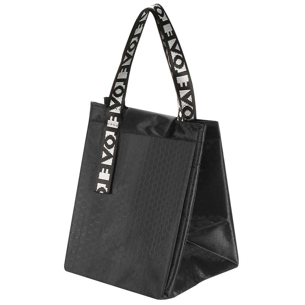 Lunch Bag Tote Bag with Pocket for Work Picnic 7.5"x7.5"x9.8", Black