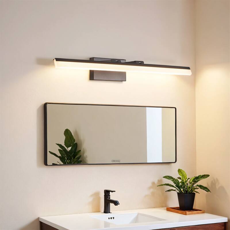 32 Inch Modern LED Bathroom Vanity Light,Sleek Black Metal Wall Light - Black