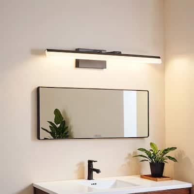 32 Inch Modern LED Bathroom Vanity Light,Sleek Black Metal Wall Light