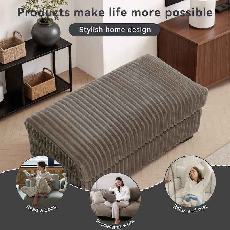 40"W Cotton Flannel Modular Sectional Ottoman