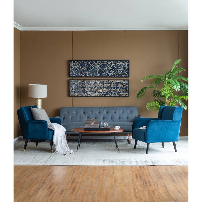 Modern 2 Piece Rectangular Shaped Rice Paper Shadow Box Wall Decor with Black Frame, for Console Table and Office
