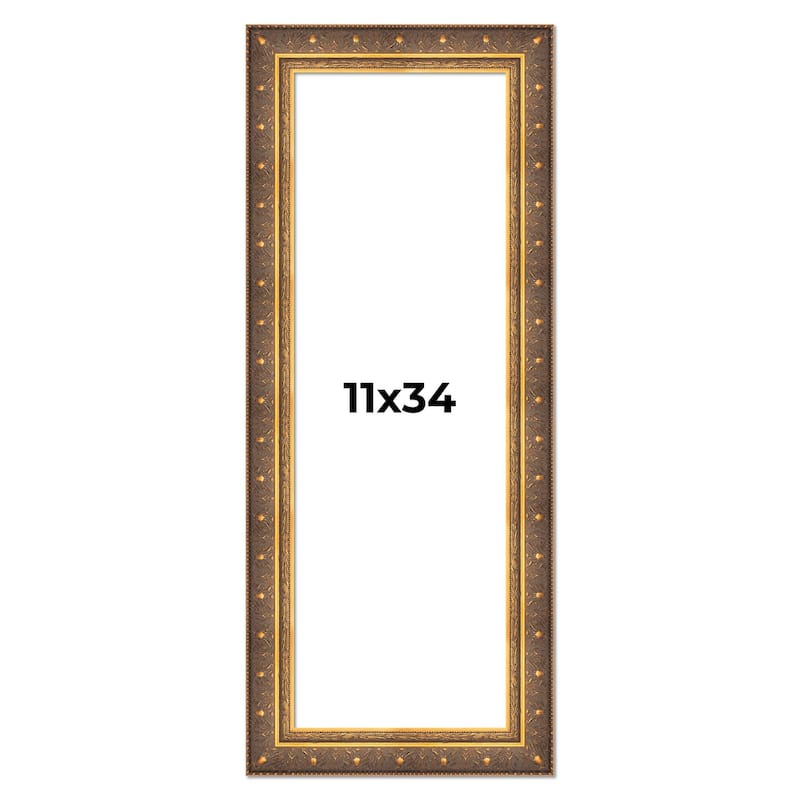 11x34 Frame Gold Real Wood Picture Frame