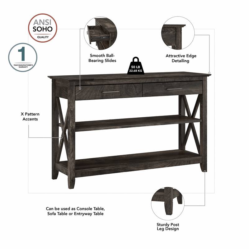 Console Table with Drawers and Shelves