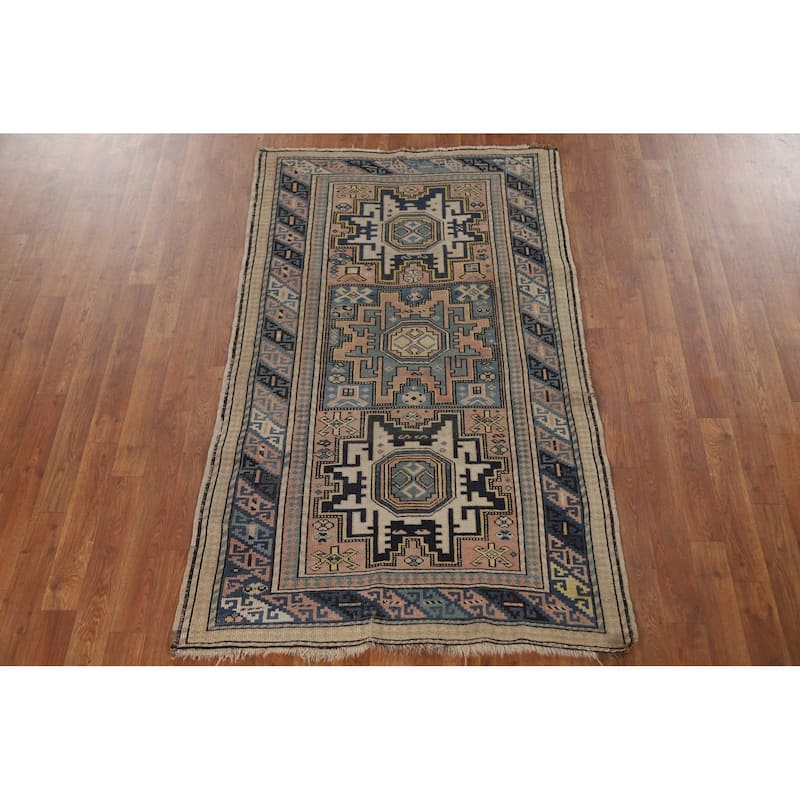 Pre-1900 Antique Shirvan Accent Rug Hand-Knotted Wool Carpet - 3'3"x 5'5"