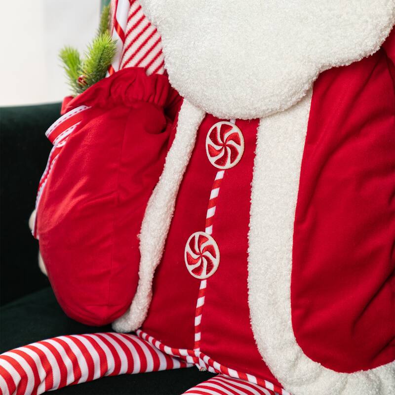 Glitzhome 60"H Christmas Oversized Fabric Santa Snowman Nutcracker With Dangle Legs