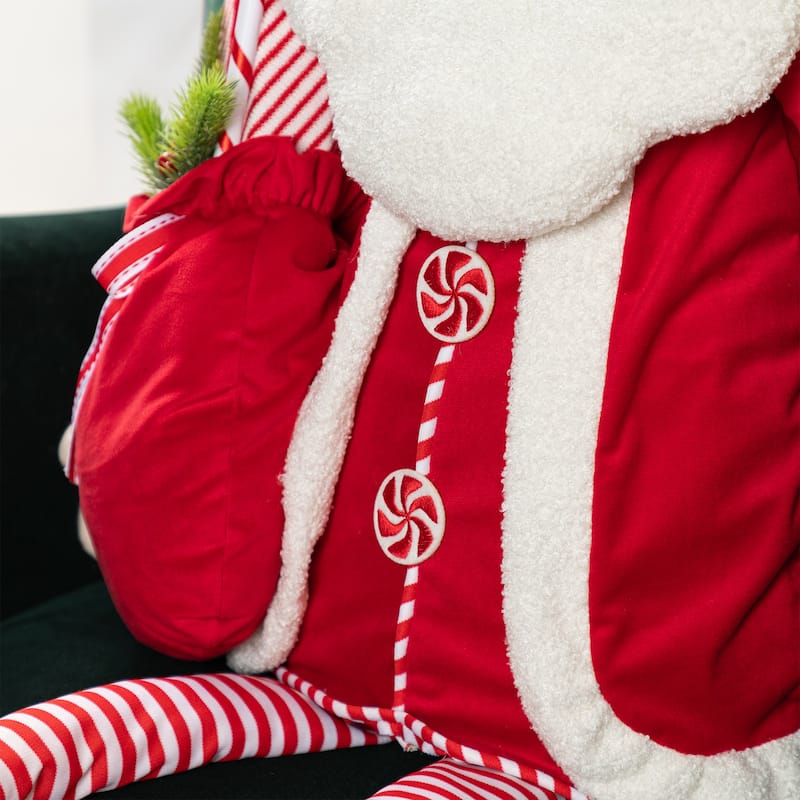Glitzhome 60"H Christmas Oversized Fabric Santa Snowman With Dangle Legs